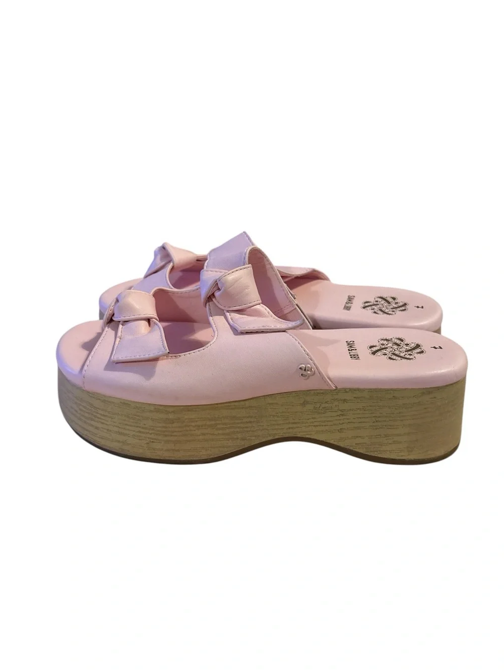 Sam & Libby Pink Platform Slide Sandals with Bow